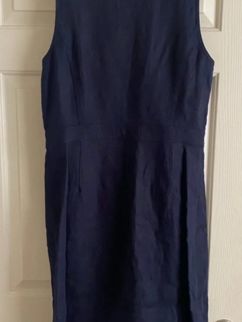 Tory Burch Navy Blue Button Front Linen Shift Dress size 6